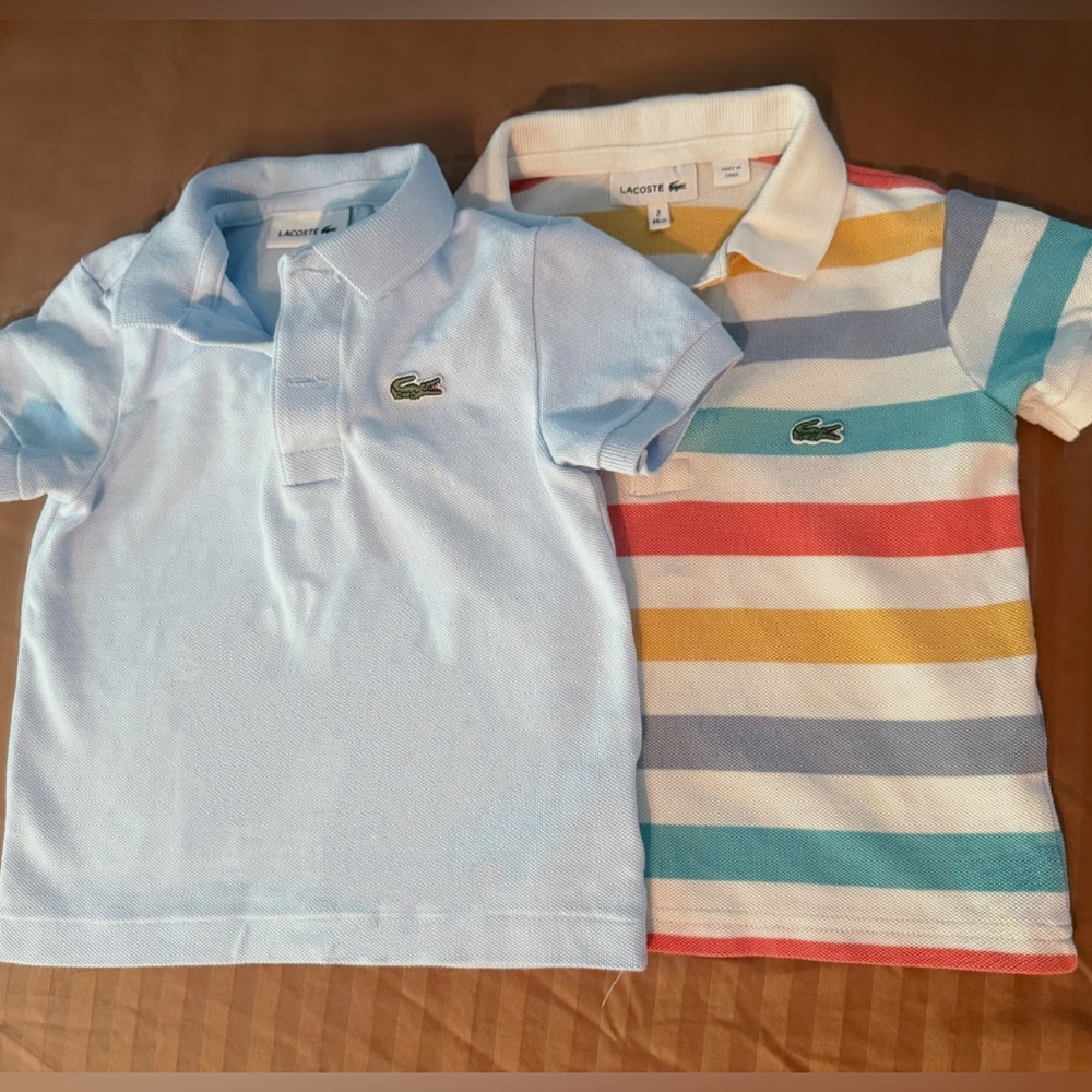 Lacoste Toddler Polo Shirts (2T) – Blue + Stripe Bundle